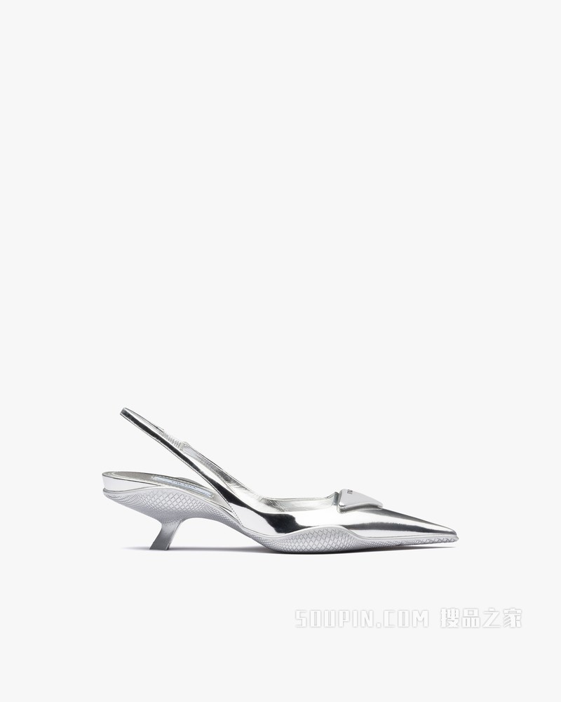 亮面皮革后饰带高跟鞋