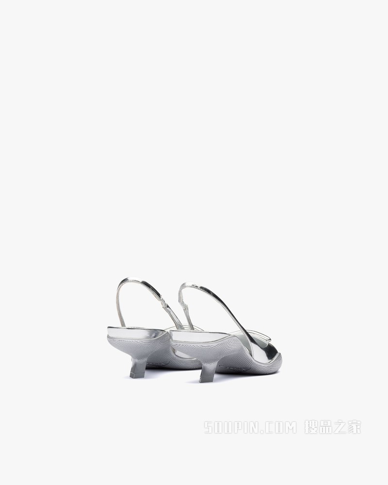 亮面皮革后饰带高跟鞋