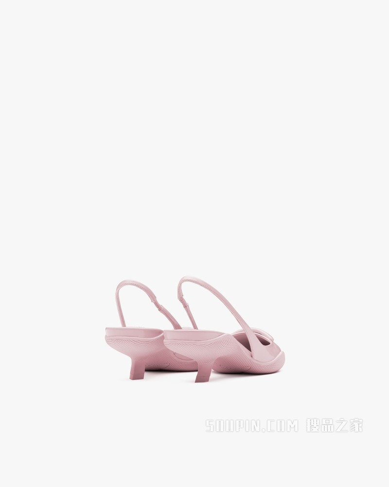 亮面皮革后饰带高跟鞋