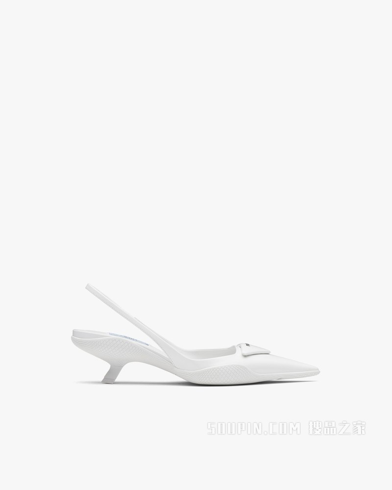 亮面皮革后饰带高跟鞋