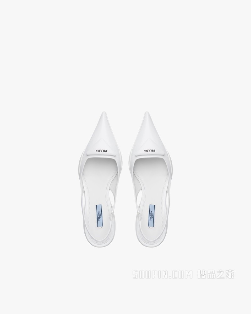 亮面皮革后饰带高跟鞋