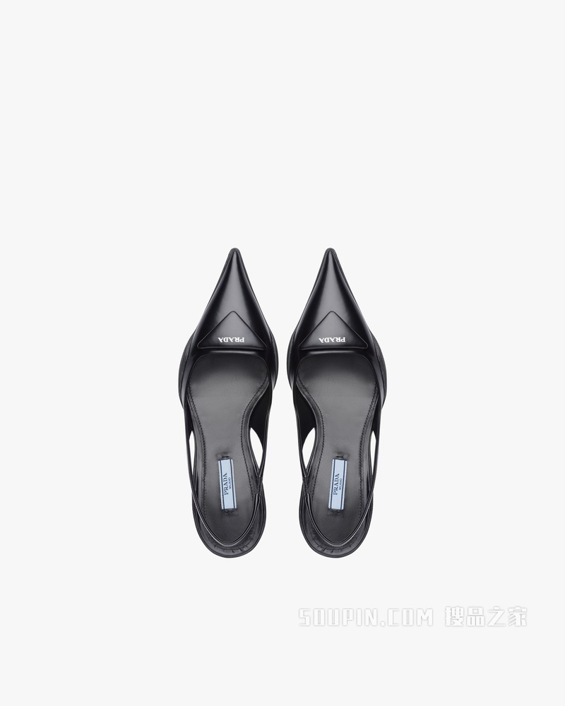 亮面皮革后饰带高跟鞋