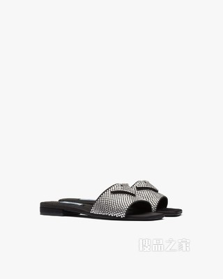 仿水晶装饰缎面拖鞋