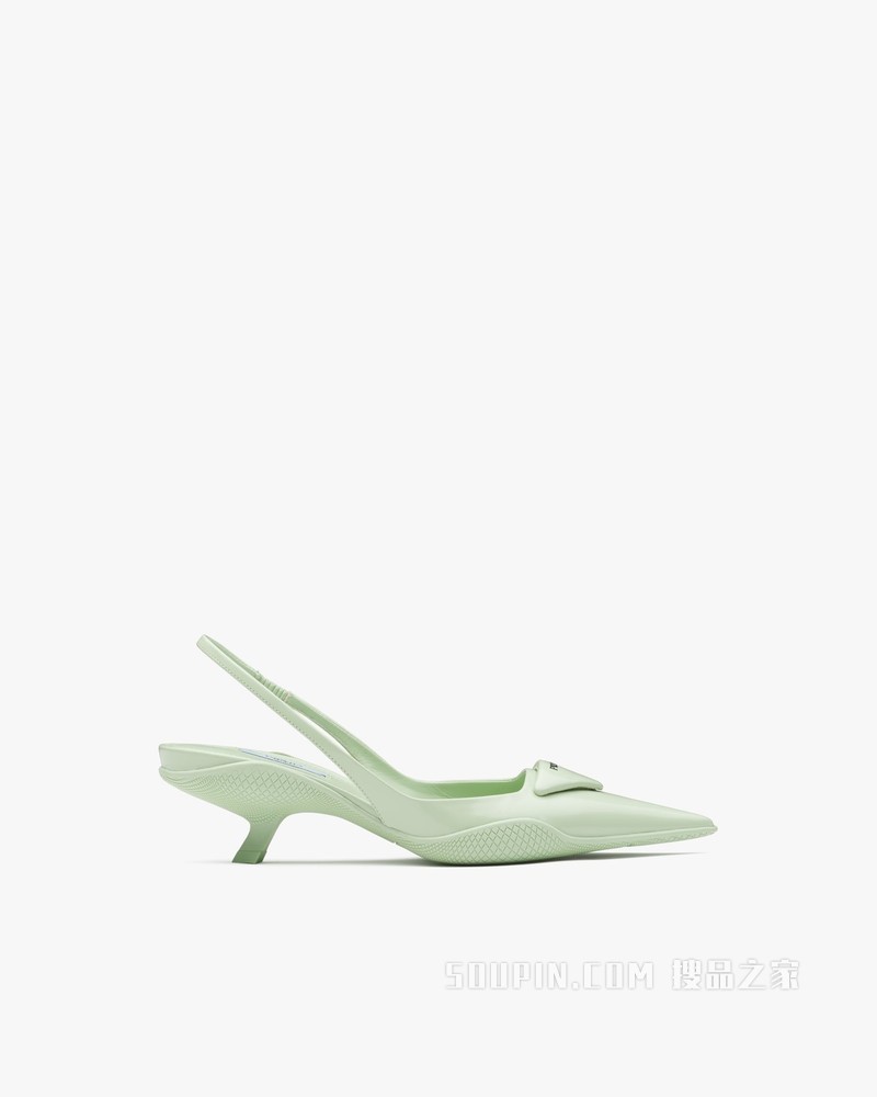 亮面皮革后饰带高跟鞋