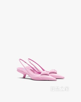 尼龙华达呢后饰带高跟鞋