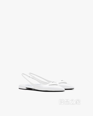 亮面皮革后饰带芭蕾平底鞋