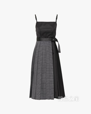 格纹和Re-Nylon 再生尼龙连衣裙