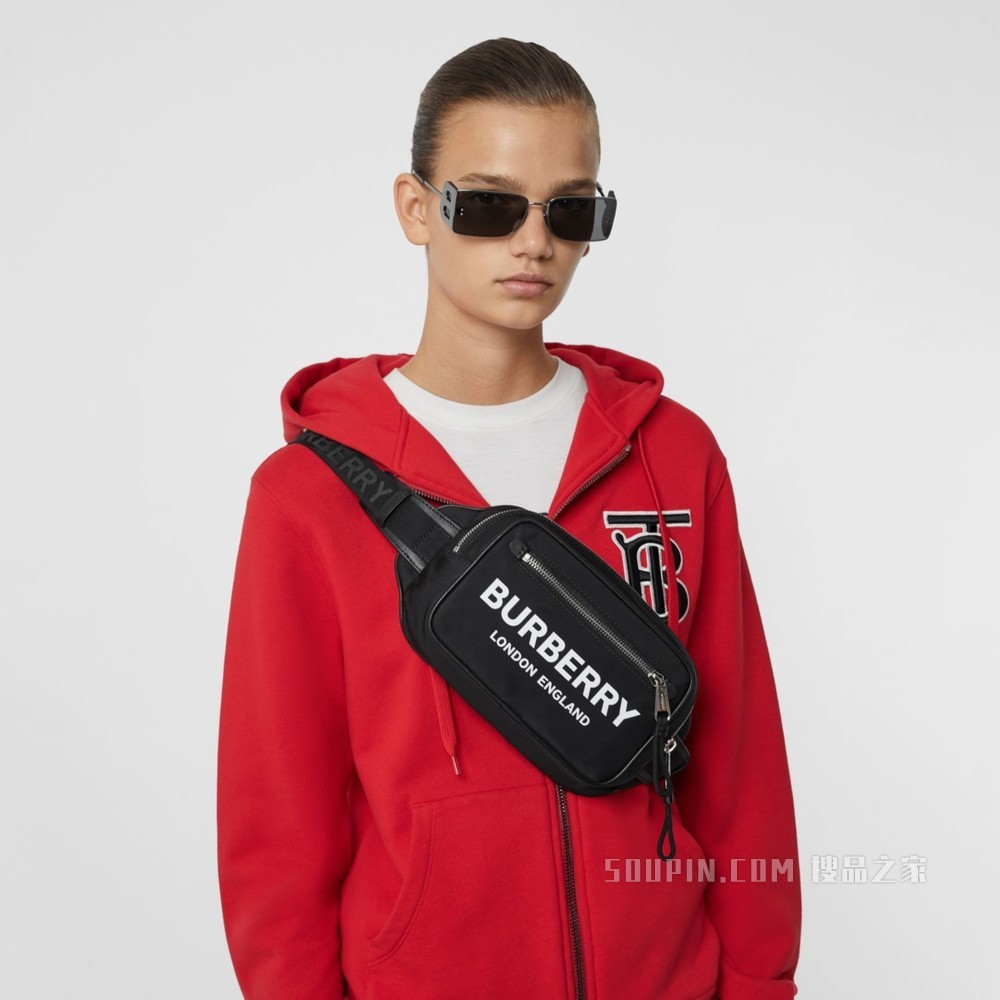 徽标印花 ECONYL® 腰包 (黑色)