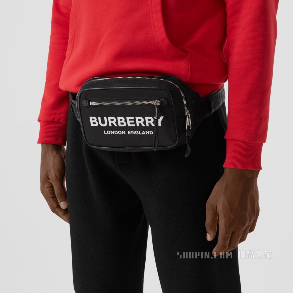 徽标印花 ECONYL® 腰包 (黑色)