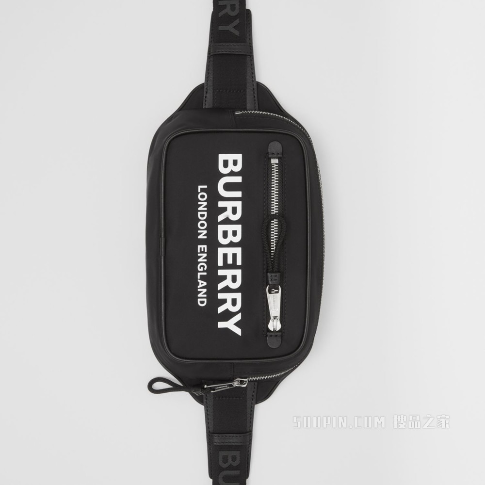 徽标印花 ECONYL® 腰包 (黑色)