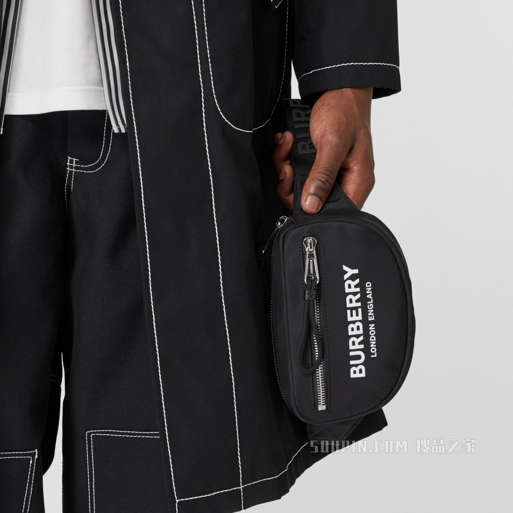 小号徽标印花 ECONYL® Cannon 腰包 (黑色)