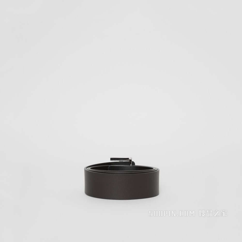双面两用专属标识皮革腰带 (黑色 / 麦芽棕)
