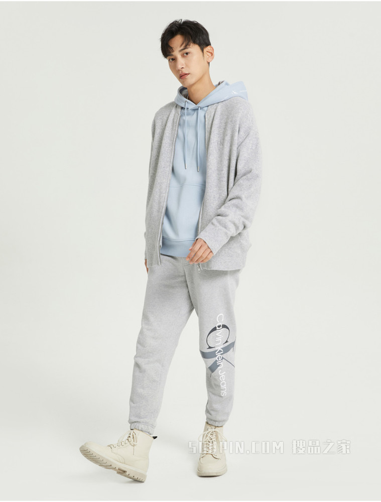 Calvin Klein 男士拉链棒球领刺绣毛衣针织开衫J319778