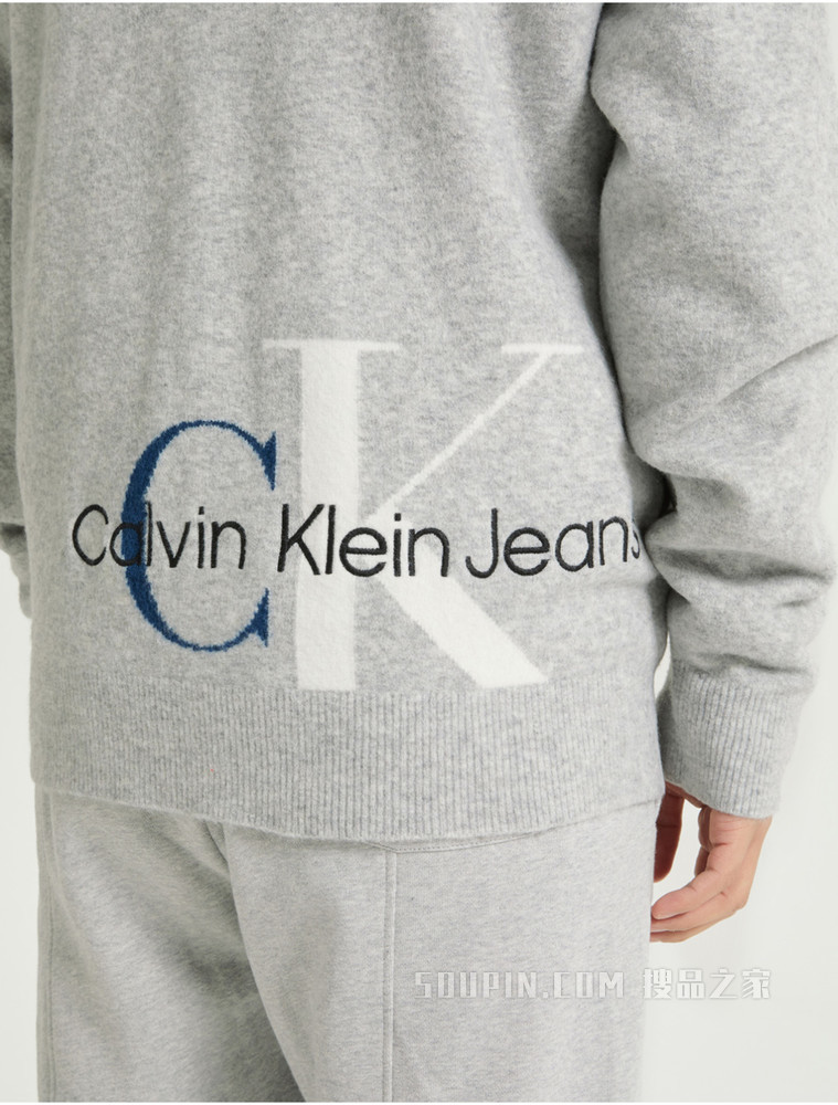 Calvin Klein 男士拉链棒球领刺绣毛衣针织开衫J319778