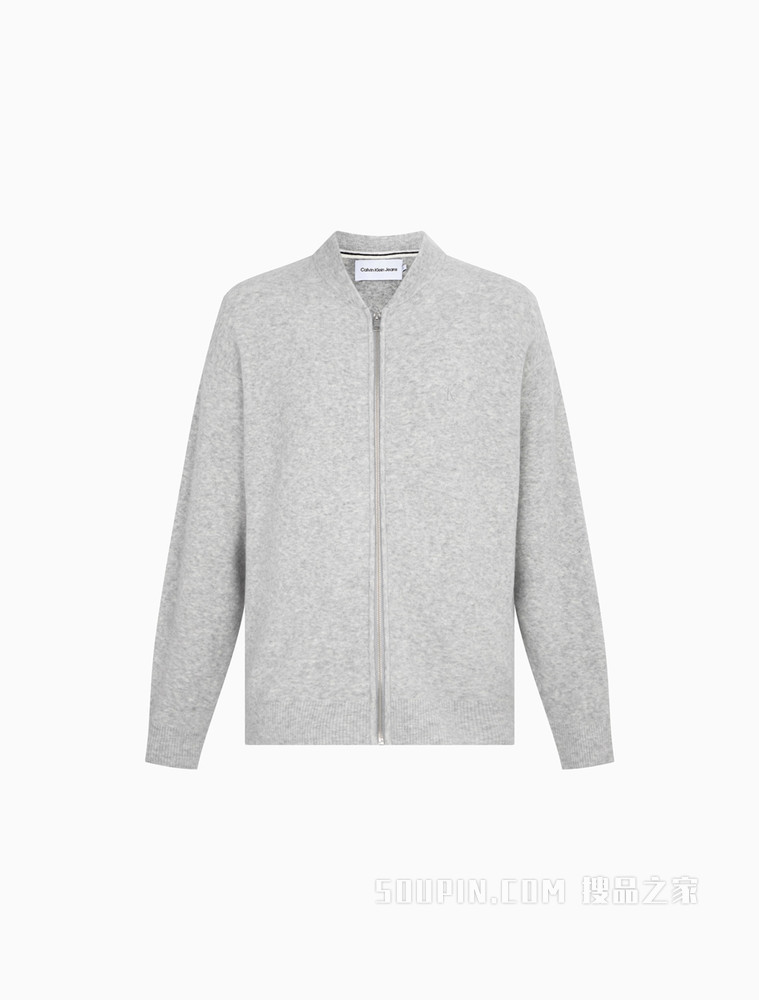 Calvin Klein 男士拉链棒球领刺绣毛衣针织开衫J319778