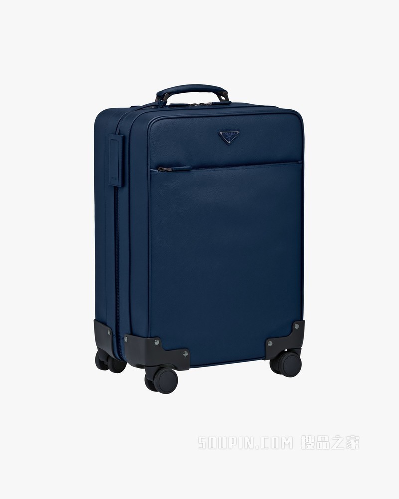 Saffiano 皮革轮式手提行李箱