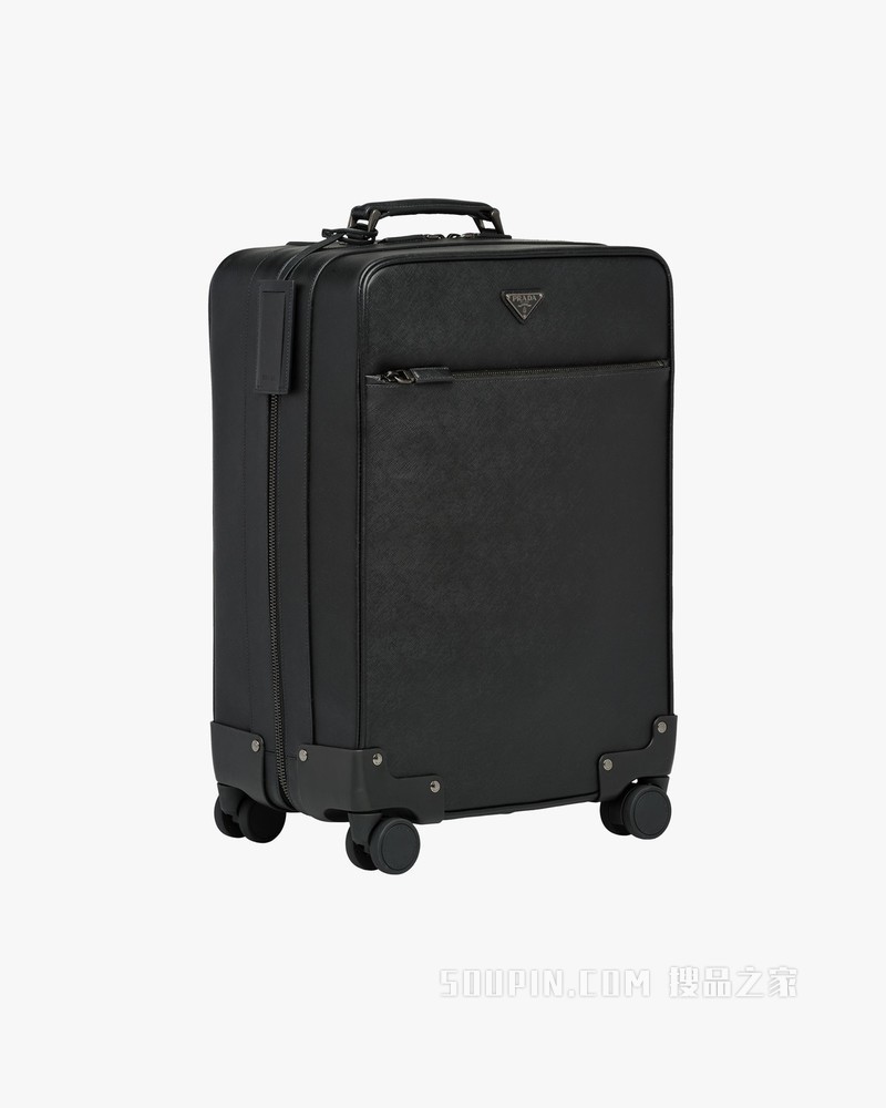 Saffiano 皮革轮式手提行李箱