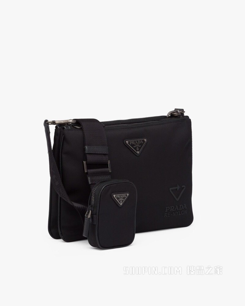 Re-Nylon再生尼龙和Saffiano 皮革单肩包