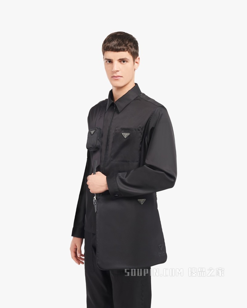 Re-Nylon再生尼龙和Saffiano 皮革单肩包
