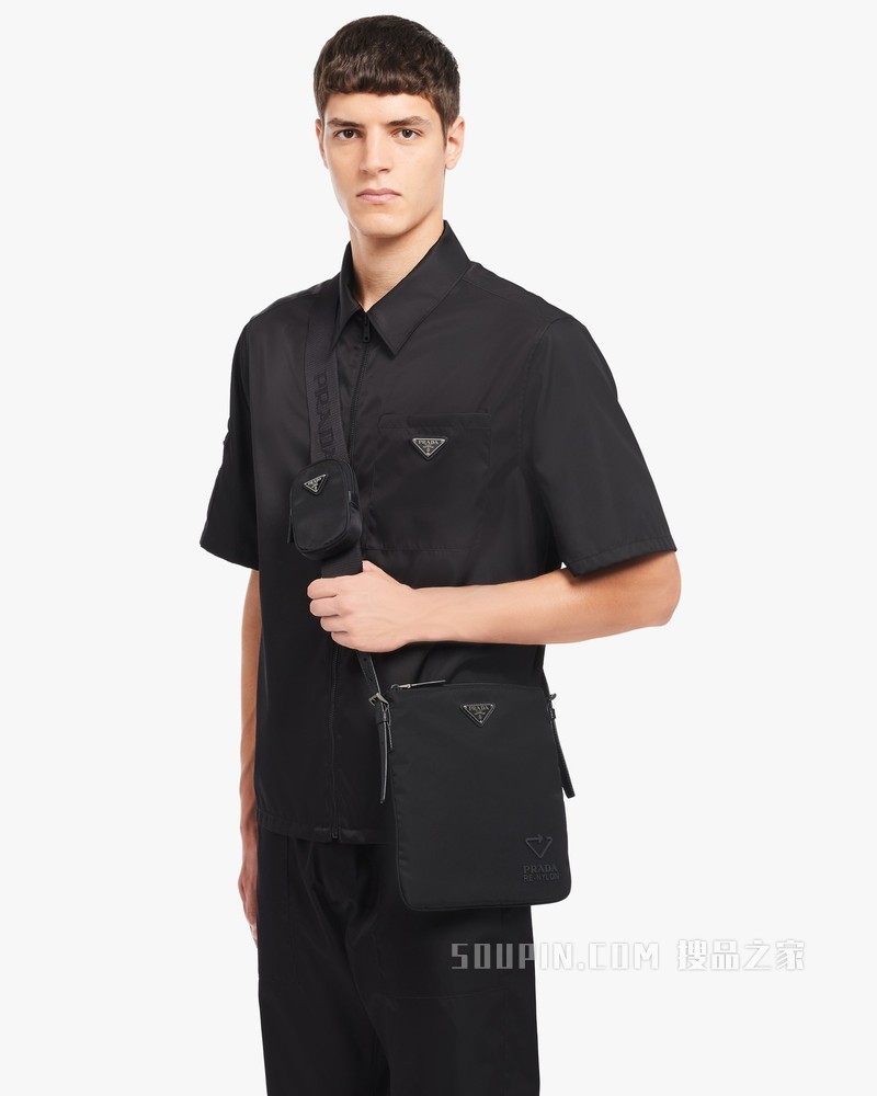 Re-Nylon再生尼龙和Saffiano 皮革单肩包