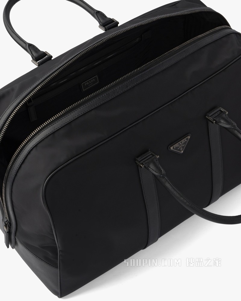 Re-Nylon 再生尼龙和Saffiano 皮革旅行包