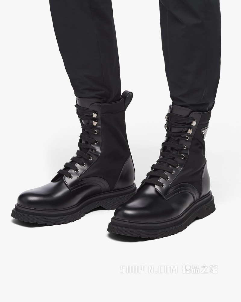 Rois 皮革和尼龙短靴