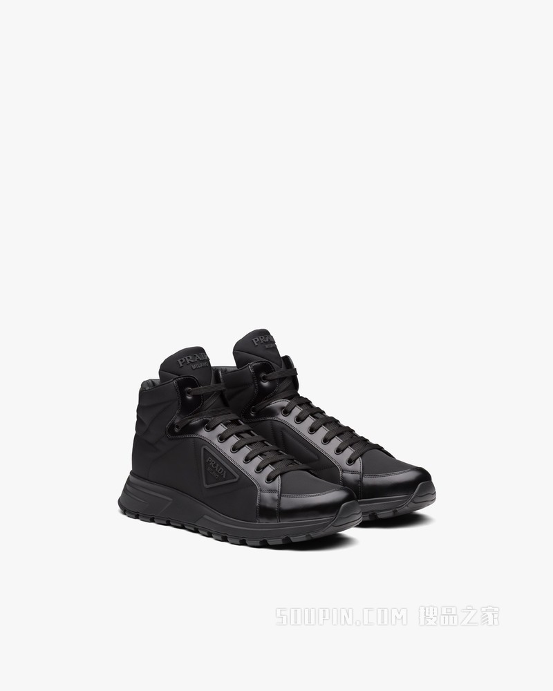 Prada PRAX 01 Re-Nylon 再生尼龙和亮面皮革运动鞋