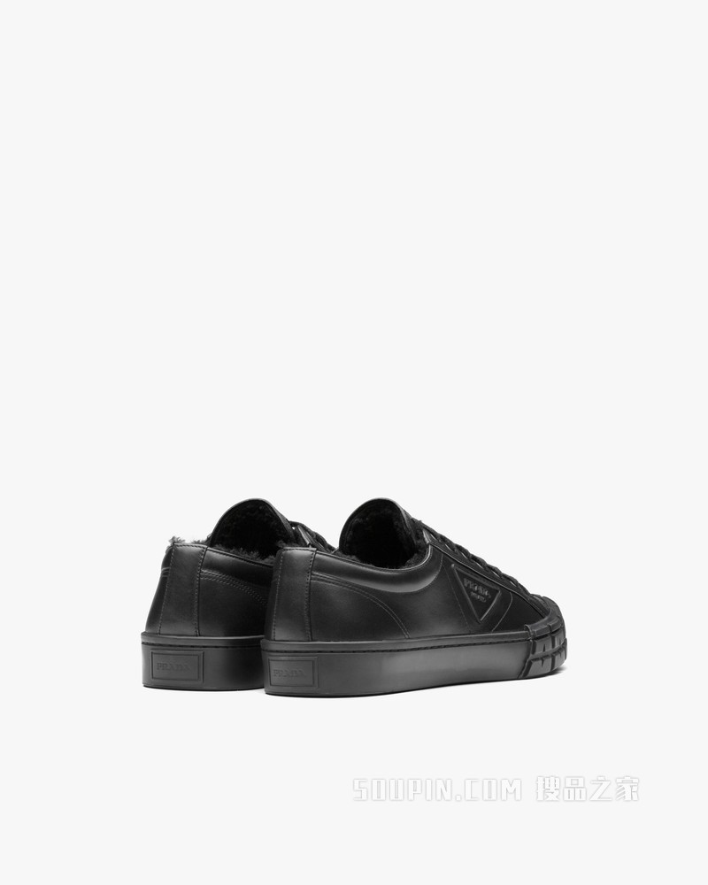 Prada Wheel Cassetta 皮革运动鞋