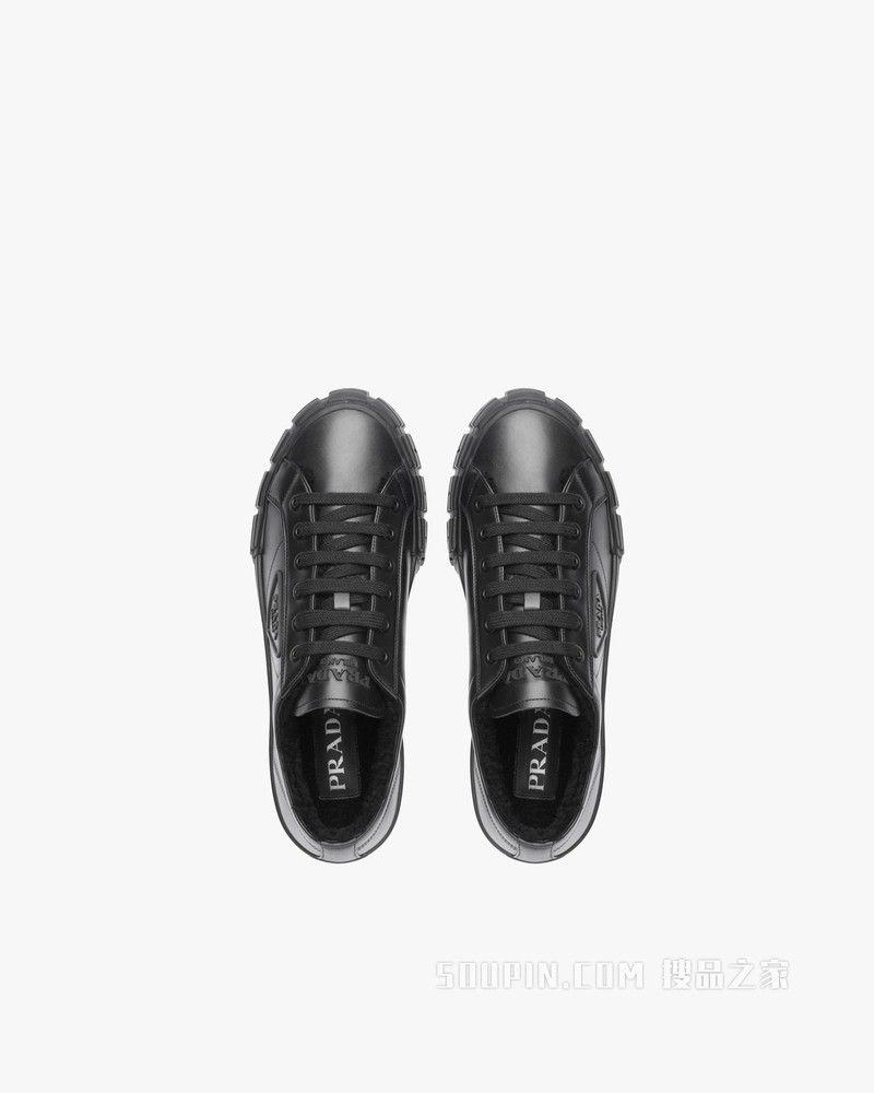 Prada Wheel Cassetta 皮革运动鞋