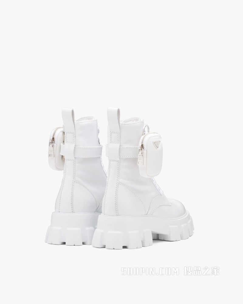 Monolith 亮面皮革和尼龙中筒靴