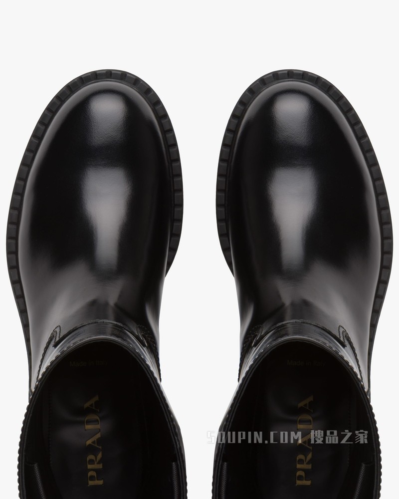 亮面皮革中筒靴