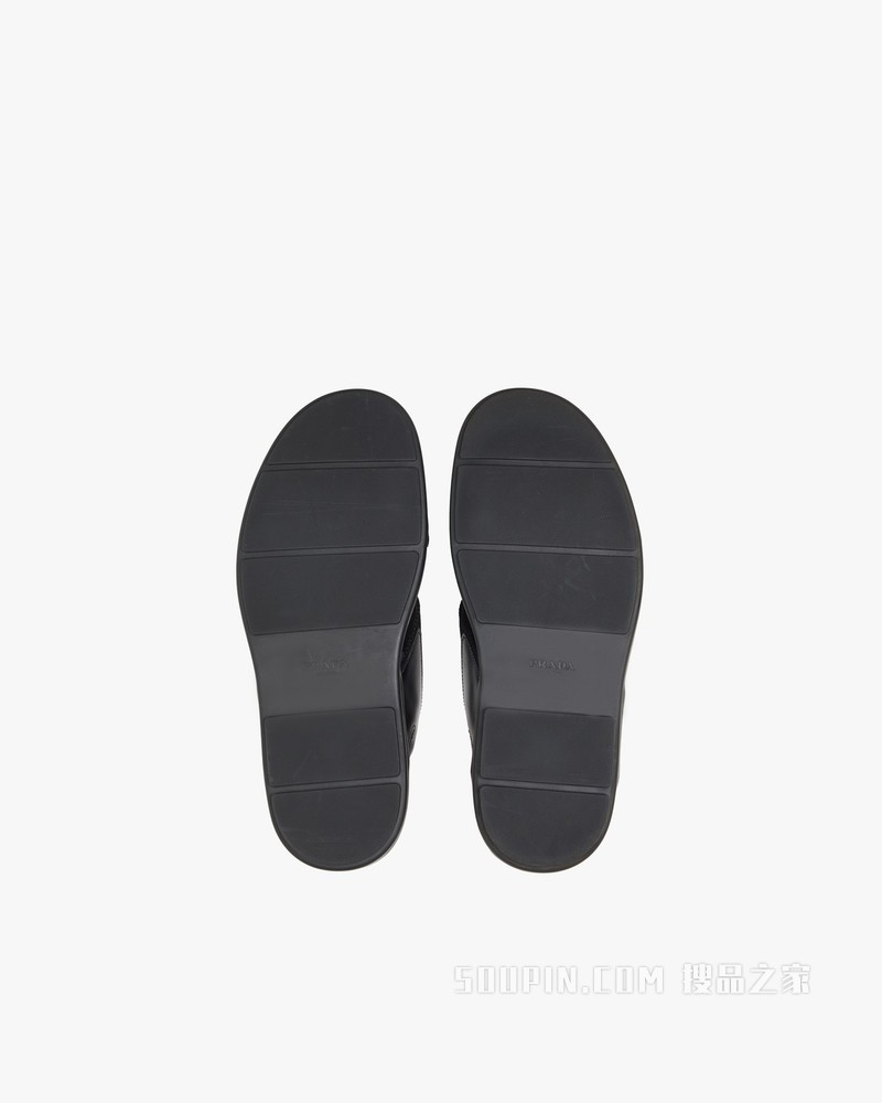 亮面皮革和尼龙饰带凉鞋