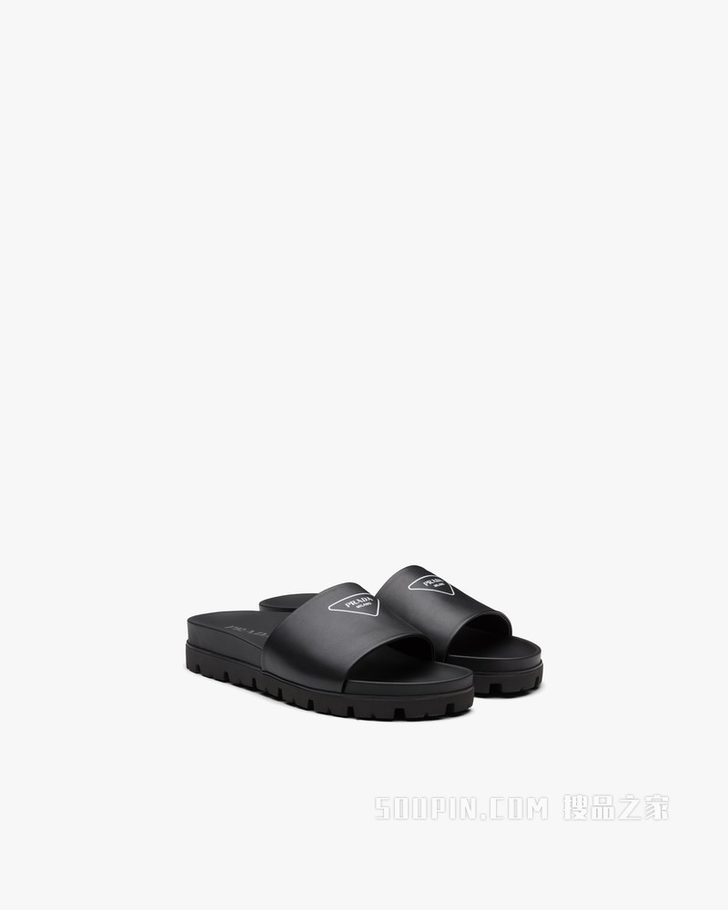 徽标装饰皮革凉鞋