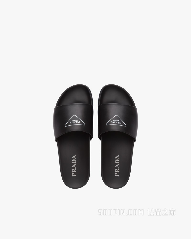 徽标装饰皮革凉鞋