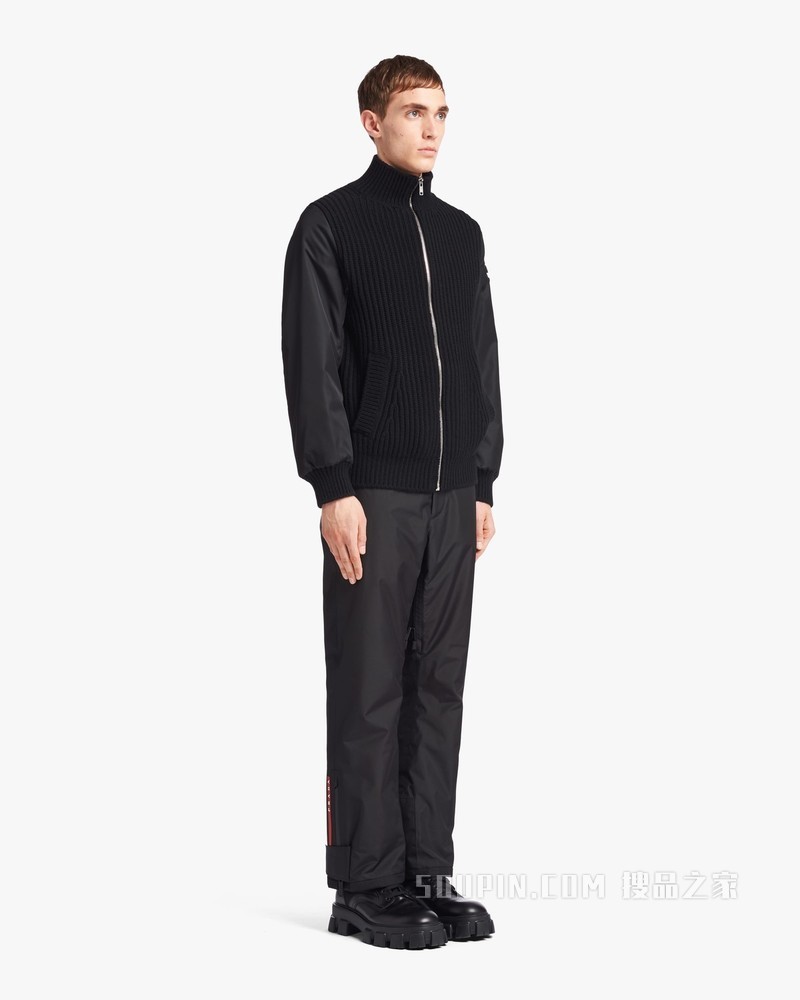 双面穿羊绒和Re-Nylon 再生尼龙开衫