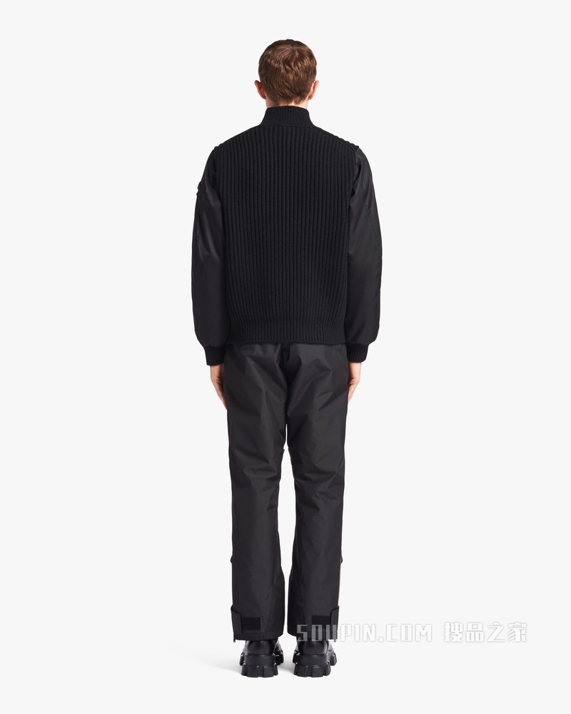 双面穿羊绒和Re-Nylon 再生尼龙开衫