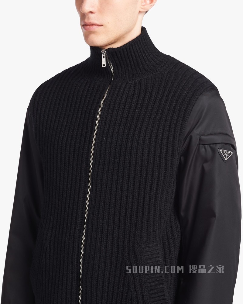 双面穿羊绒和Re-Nylon 再生尼龙开衫