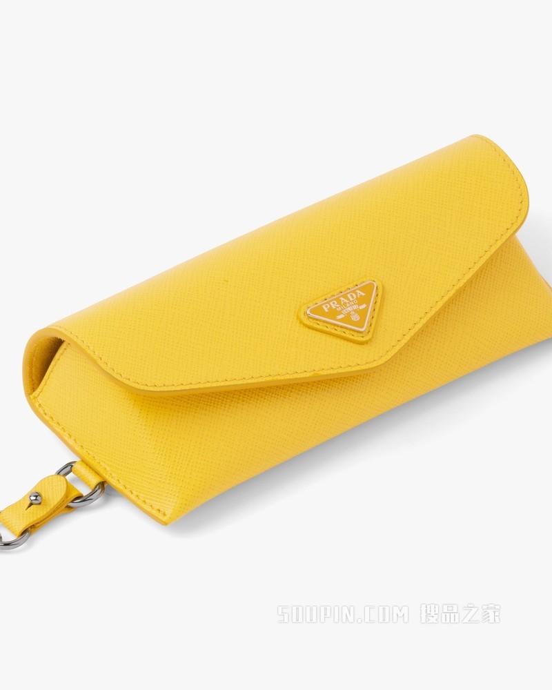 Saffiano 皮革眼镜套