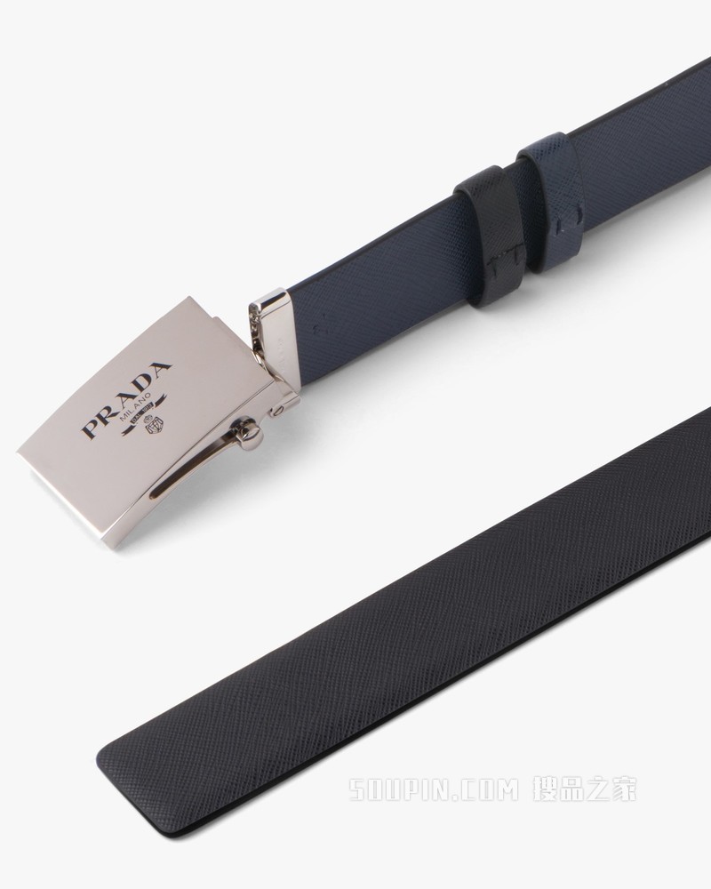 可双面戴Saffiano 皮革腰带
