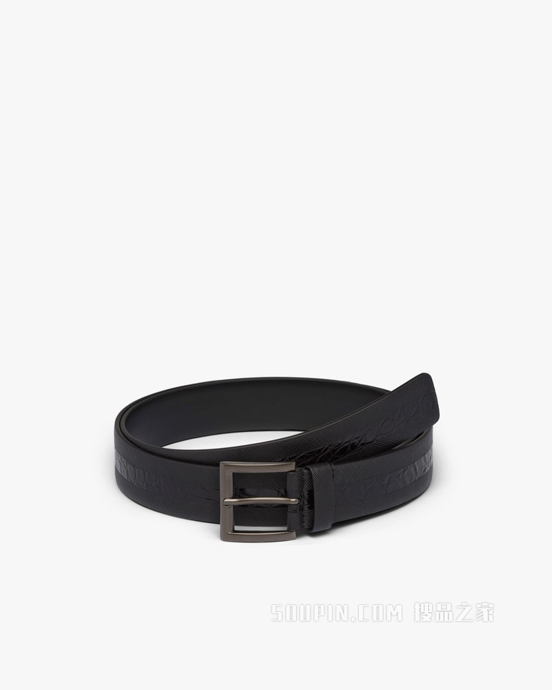 Saffiano 皮革和鳄鱼皮腰带