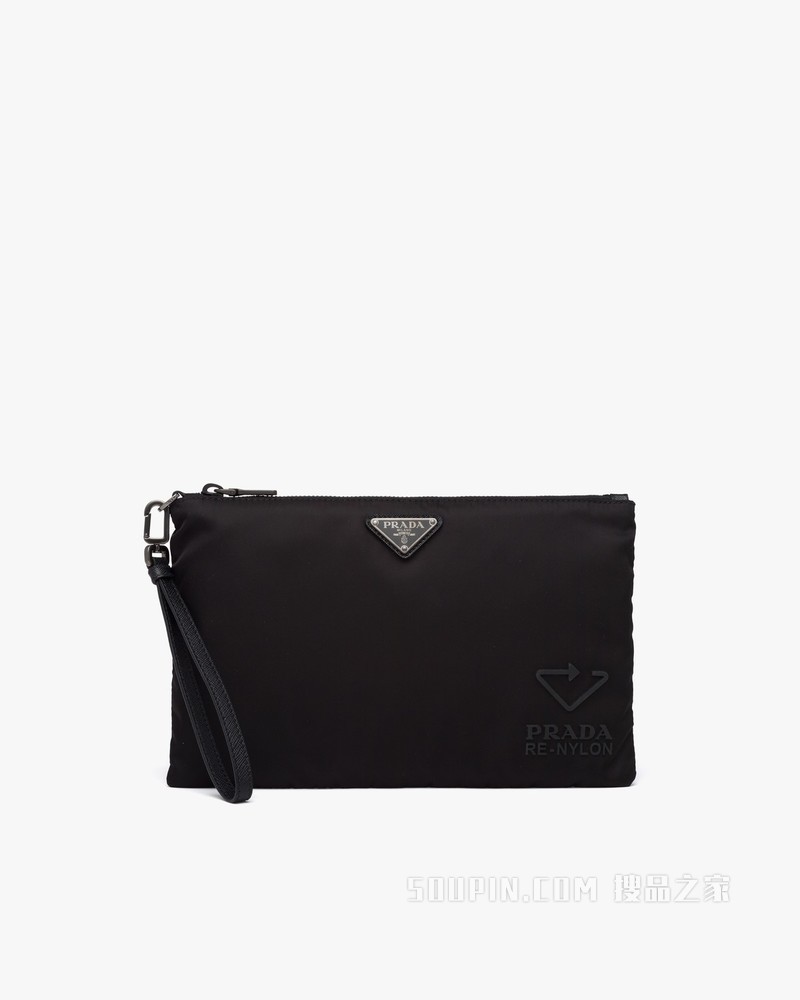 Re-Nylon 再生尼龙和Saffiano 皮革手拿包