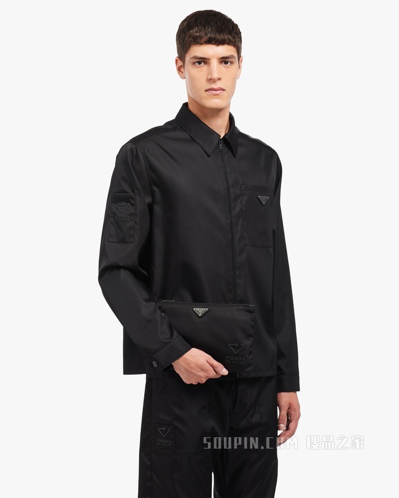 Re-Nylon 再生尼龙和Saffiano 皮革手拿包