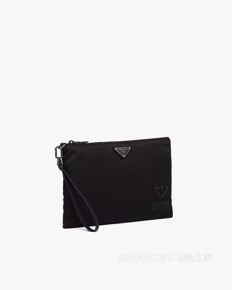 Re-Nylon 再生尼龙和Saffiano 皮革手拿包