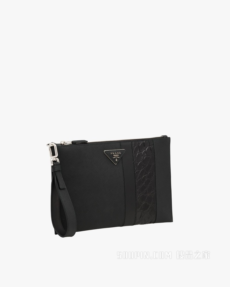 Saffiano 皮革手拿包