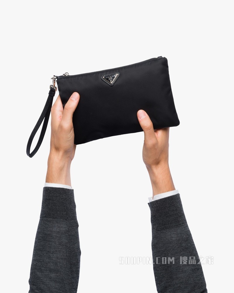 Re-Nylon 再生尼龙和Saffiano 皮革手拿包
