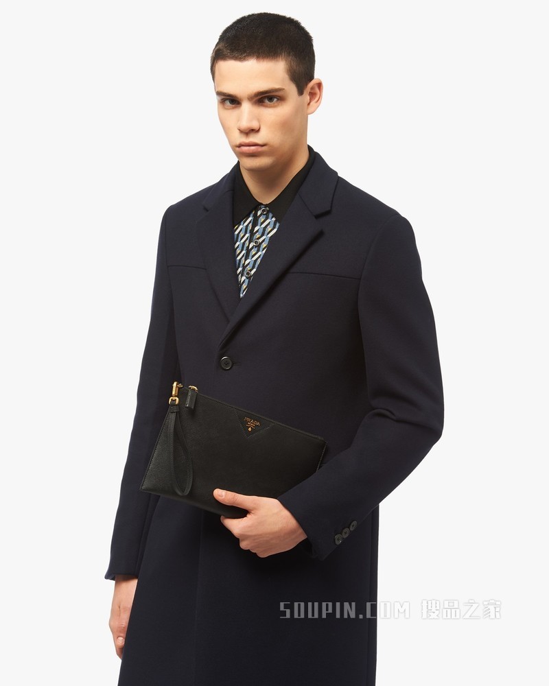 Saffiano 皮革手拿包