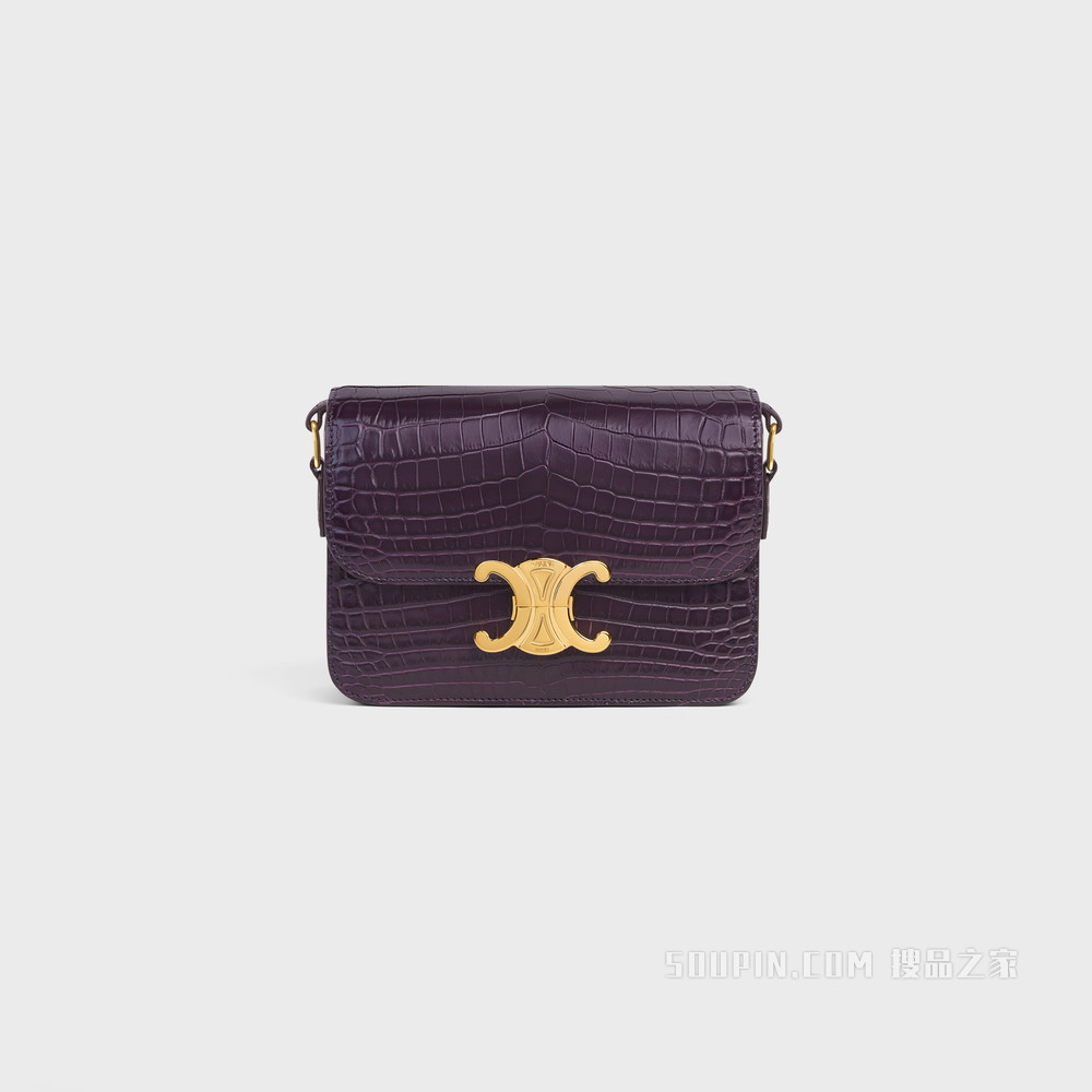 Teen Triomphe鳄鱼皮革手袋 Aubergine-28AU