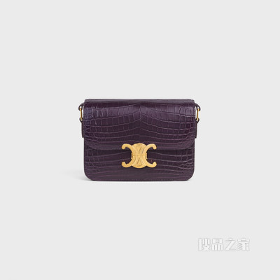 Teen Triomphe鳄鱼皮革手袋 Aubergine-28AU