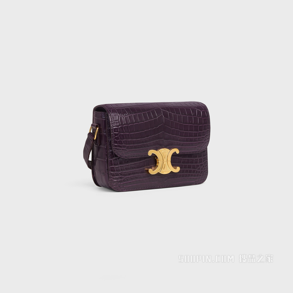 Teen Triomphe鳄鱼皮革手袋 Aubergine-28AU