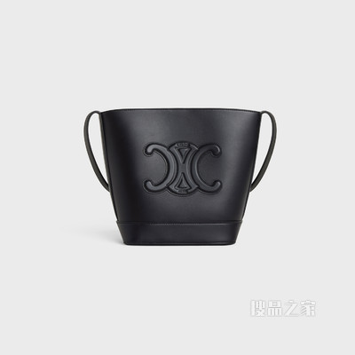 CUIR TRIOMPHE 小号光滑牛皮革水桶包 黑色-38NO